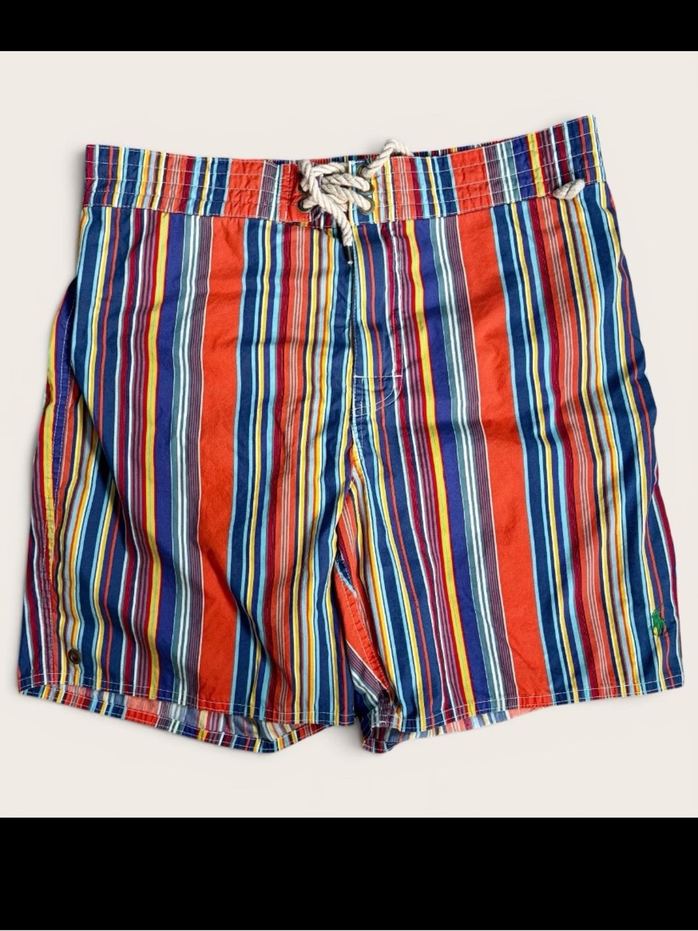 Vtg Polo Ralph Lauren Size M Swim Trunks Board Shorts Multi Colored Stripe Retro